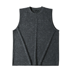 Débardeur sans manches surdimensionné en coton 100% de haute qualité, 230 g/m², lavé à la pierre, taille plus, style streetwear, avec logo personnalisé YC5507 - Product Image 4
