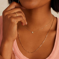 AN072 Collier de mode en argent sterling 925 plaqué or/rhodium avec micro-pavé de zircon, pendentif cœur pour femme
