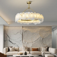Lampe suspendue moderne en albâtre pour salle à manger, rectangulaire, en laiton, éclairage LED de luxe, finition marbre, hauteur réglable pour la maison