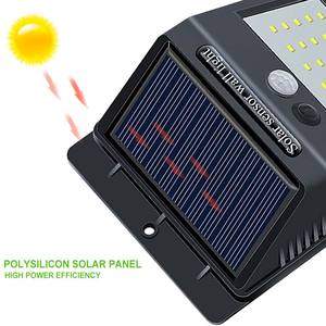 Lampe murale solaire à détecteur de mouvement 30 LED, éclairage de sécurité extérieur pour jardin, couleur lumière du jour, étanche, montage mural - Product Image 2