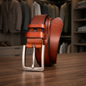 Cinturón de Cuero Vacuno Genuino Personalizable para Hombre, Estilo Fiesta, Hebilla Cuadrada de Acero, Ecológico, Ligero, Impermeable y Resistente - Product Image 1