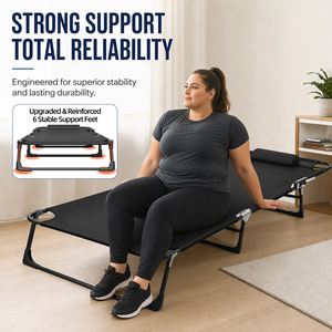 Modern Metal 2-in-1 <b>Folding</b> Camping <b>Cot</b> Adjustable Backrest Portable Lounge Chair for Outdoor Beach Office Use EU Dropshipping - Product Image 4
