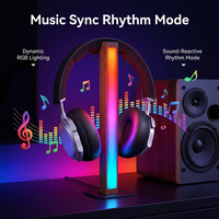 Lampe de bureau en bois minimaliste avec synchronisation musicale RGB, lumière LED magnétique, support pour casque, organisateur de rangement de bureau, chambre à coucher, bureau