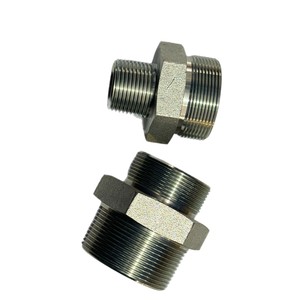 Raccord droit Naboto en acier au carbone zingué, raccords hydrauliques filetés, filetage extérieur conique britannique - Product Image 1