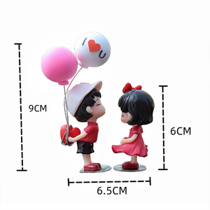 Balon pernikahan Mini kekasih pengantin pria kartun lucu mainan Dekorasi Aksesori Interior mobil Mini idola dasbor Resin - Product Image 6