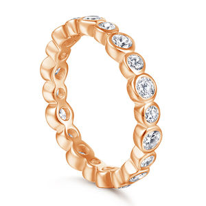 Alianzas de boda de Zirconia cúbica de Plata de Ley 925 para mujer, anillos de compromiso apilables de eternidad completa, fiestas, aniversarios - Product Image 5