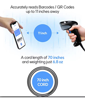 Escáner de Códigos de Barras QR YOKO USB M930Z, Lector 2D, Escaneo Automático/Manual, Usado en Comercios Minoristas, Puntos de Venta, Almacenes, Tiendas, Supermercados, Sector Salud