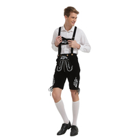 Costume d'Oktoberfest pour hommes adultes, Lederhosen, tenue de festival en similicuir noir brodé de qualité supérieure, certifié CE CPC UKCA, fabriqué en usine