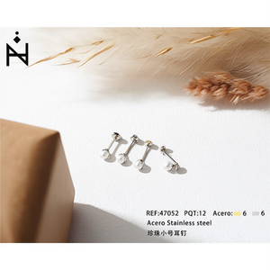 Orecchini a perla in acciaio inossidabile di piccole dimensioni per gioielli da donna alla moda - Product Image 3