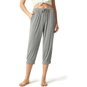 Pantalones de pijama capri de viscosa de bambú personalizados OEM ODM para mujer, pantalones cómodos tipo jogger para estar en casa con bolsillos, pantalones de dormir de modal para mujer en conjuntos. - Product Image 1