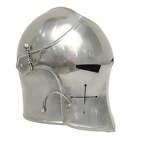 Casco de Caballero Medieval de Alta Calidad, Metal Pulido, Talla Adulto, Imitación Antigua, para Exhibición en Casa