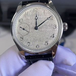 Montre mécanique à remontage manuel pour homme, cadran à effet tremblant, petite seconde, montre habillée vintage, bracelet en cuir noir, montre-bracelet décontractée - Product Image 1