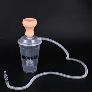Wholesale disposable hookah small LED chicha portable sheesha car shsiha mini hookah cup with led light