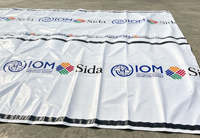Bâche imperméable en PE avec logo UN imprimé, bâche en polyéthylène robuste pour les secours, l'abri et la couverture extérieure