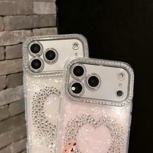 Luxury bling glitter diamond <b>camera</b> loving heart marble mobile phone case girls back cover for iPhone 11 12 13 14 15 16 17 pro - Product Image 3