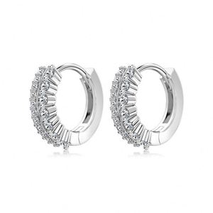 ต่างหูห่วงหินโมอิส VVS1 2ชั้นสีเงิน925แพ้ง่ายจากร้าน dylam - Product Image 5