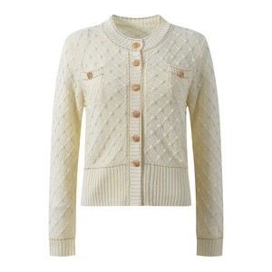 Cárdigan de <span class=keywords><strong>Lana</strong></span> de Manga Larga para <span class=keywords><strong>Mujer</strong></span>, Estilo Y2K, Transpirable, Color Sólido, Cuello Redondo, Elegante, Color Rosa Dulce, <span class=keywords><strong>Jersey</strong></span>, Primavera-Otoño 2026 - Product Image 3