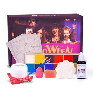 VANERIA - Paleta de Pintura Facial y Corporal de 12 Colores, Kit de Maquillaje SFX con Cápsulas de Sangre Adhesivas, Plantillas y Pinceles para Disfraces de Halloween - Product Image 5