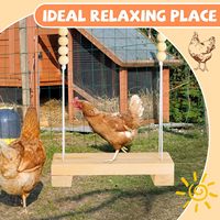 Jouet pour volailles JQ Safe, perchoir à bascule en bois naturel de 40 cm avec perles en bois, design durable pour poules et oiseaux