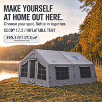 Tente gonflable familiale Coody Familia 17.2 Air - Coton gris, grande, résistante aux UV, pour le glamping en plein air, quatre saisons