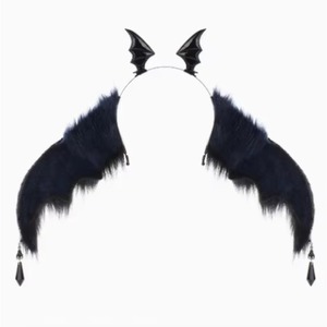 Serre-tête pour femme pour fête d'Halloween, accessoire de cheveux avec ailes de chauve-souris et plumes, noir, rouge, bleu, gris - Product Image 5