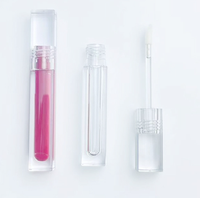 Tube de brillant à lèvres vide en PETG de 3,5 ml, carré, à paroi épaisse, avec bouchon à vis, design de luxe, sérigraphie, pour rouge à lèvres liquide