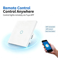 Interruptor de Pared Táctil Inteligente WiFi UBARO Tuya, Cable de Alimentación Único, Marco de Hierro, Panel de Vidrio de Lujo, Control por Voz con Alexa, Google, Yandex y Alice