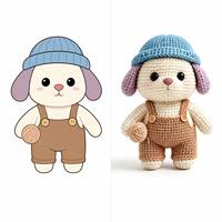Jouets en tricot personnalisés, animaux artisanaux en peluche, poupées en tissu tricoté sur mesure, animaux en peluche doux en coton tricoté
