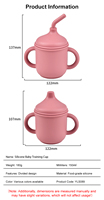Gobelet à paille rond en silicone de qualité alimentaire non toxique, personnalisable, couleur unie, vaisselle pour enfants, nourrisson, tout-petit, alimentation, boisson