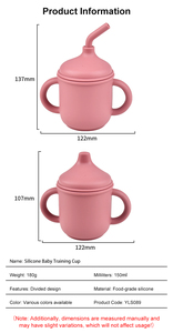 Gobelet à paille en silicone non toxique pour enfants, vaisselle pour bébés, alimentation, boisson, multifonction, tasse à bec pour tout-petits, écologique, personnalisé - Product Image 2