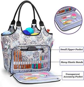 Bolsa de Ganchillo Tejida a Mano, Organizador de Almacenamiento de Hilo de Marca Personalizada para Madejas de Hilo, Agujas de Tejer, Ganchos y Bolsa de Transporte para Tejer - Product Image 3