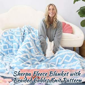 ขายร้อนขายส่ง Jacquard ผ้าสักหลาดสองชั้นโยนผ้าห่มขนแกะฤดูหนาวเชอร์ปา - Product Image 2