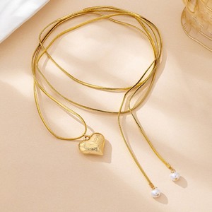 Collana Choker Bohémien Fatta a Mano con Nodo in Filo Cerato, Cuore e Perla per <span class=keywords><strong>Donna</strong></span>, Gioielli Regalo - Product Image 3