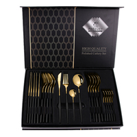 Stainless Steel Cutlery Set, Gold and Black Cutipol