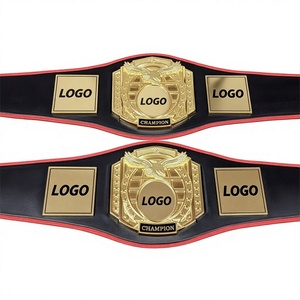 Ceinture de championnat de boxe avec logo personnalisé, plaques métalliques et sangle en cuir, durable, professionnelle, taille adulte unisexe - Product Image 1