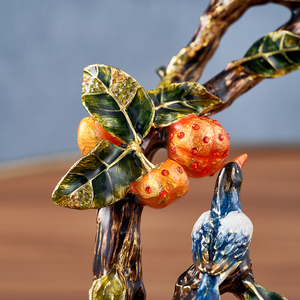 RORO Classic Lucky Decorative Luxury <strong>Lovely</strong> Reishi Mushroom Ornament with Crystal <strong>Glass</strong> Base with Enamel Handmade <strong>Painting</strong> - Product Image 3