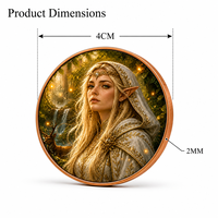 Pièce Commémorative Elfe Fantastique - Pièce d'Art en Cuivre de Collection de 40 mm - Pièce Porte-Bonheur Déesse de la Forêt pour Cadeau et Décoration