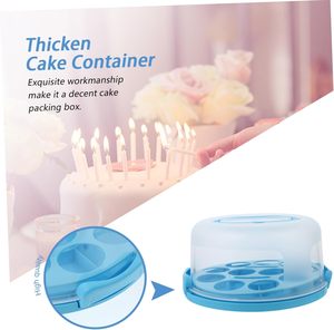 Wholesale Round <b>Cupcake</b> Containers <b>Box</b> BPA-Free Plastic Cake <b>Holder</b> Portable Cake Stand with Lid Cake Keeper Cover with Handle - Product Image 4