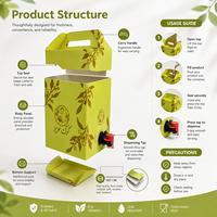 Emballage personnalisé pour vin et cocktails 1L, sac Bag-in-Box, plastique de qualité alimentaire, résistant à l'humidité, avec bec verseur, fonction aseptique