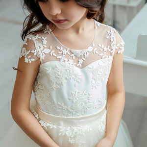 Vestido de Niña con Flores Blancas, Elegante Vestido de Encaje Bordado para Niñas, Diseño de Princesa para Boda, Primera Comunión - Product Image 6