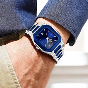 REWARD RD61315 Blue Square Men's Watch Waterproof Stainless Steel <b>Bracelet</b> Luxury Quartz Watch for Men Calendar Original Reloj - Product Image 4