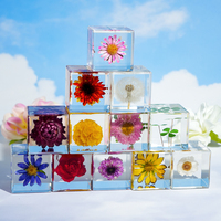 Rose Éternelle Décoration Maison Véritable Rose 3D en Résine Cube Presse-papiers Cadeaux Romantiques pour Petite Amie Thanksgiving Nouvel An Saint-Valentin