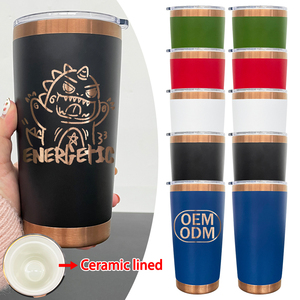 Bicchiere Termico da 20oz con Coperchio Magnetico, Rivestimento in Ceramica e Fondo in Rame Verniciato a Polvere, con Cannuccia, Mantiene Bevande Calde e Fredde - Product Image 1