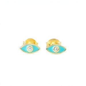 Stainless Steel Stud Earrings Minimalist Lab Diamond Evil Eyes Enamel Stud Earrings 18K Solid Gold Stud Earrings Fashion Jewelry - Product Image 1