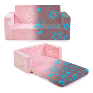 Canapé pliant pour enfants, siège en mousse rose, canapé de jeu pour enfants, 2 places avec accoudoirs, intérieur en tissu doux - Product Image 5
