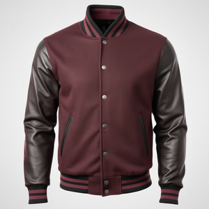 Fabricant OEM, veste en cuir à manches longues vintage, veste de style universitaire personnalisée, broderie en chenille de haute qualité, veste universitaire pour hommes - Product Image 1