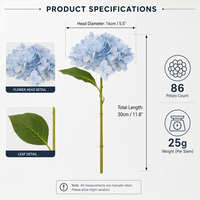 Bunga Hydrangea Artificial Joho Small Real Touch Premium Mewah Elegan untuk Pernikahan, Pesta, Gala, Kustom, Pesanan Khusus, Pedagang