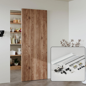 Скрытая алюминиевая Скользящая дорожка с мягким закрытием регулируемой высотой и защитой от прыжков, комплект оборудования для скрытых дверей - Product Image 1