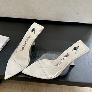 Scarpe Donna Peep Toe Unique Fashion Transparent <b>Slippers</b> Sandals <b>Mules</b> for Ladies - Product Image 3