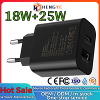 Vente en gros adaptateur secteur double port 25W charge super rapide chargeur 18W pour téléphone portable européen Android